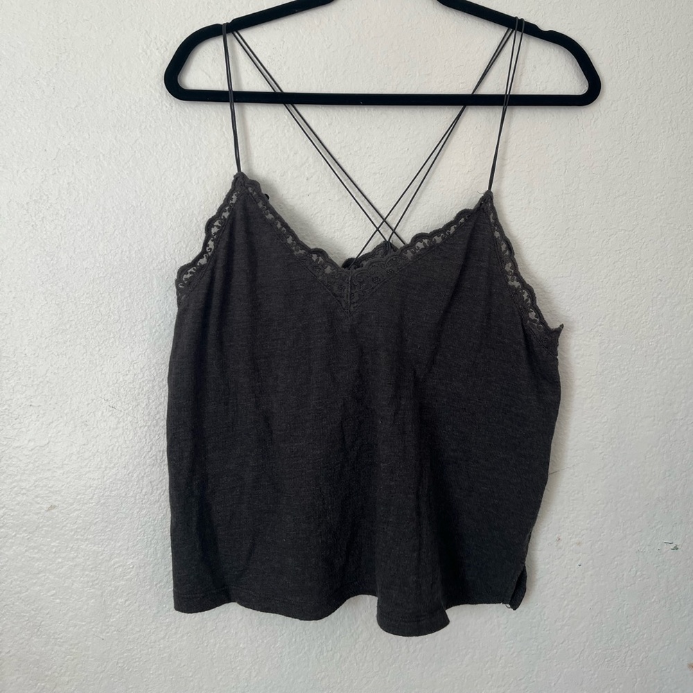 Elegant Black Lace Trim Cami Top